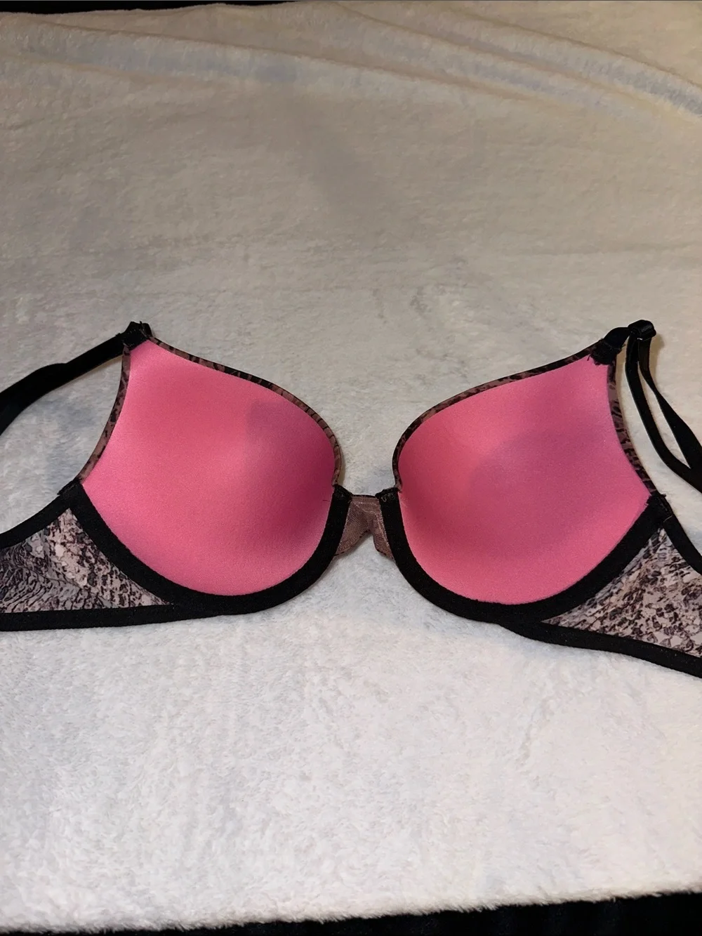 PINK Victoria's Secret Brown Snake-Print Push-Up Bra